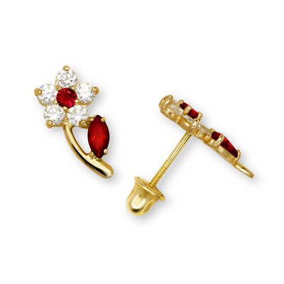 14K Yellow & White Gold Flower Shaped Beautiful Studs Earrings for Girls-image