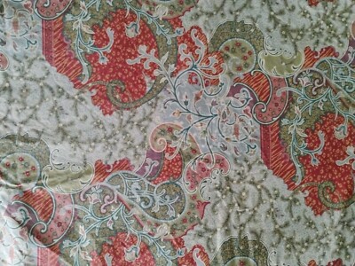 Pottery Barn Monreale King Duvet Cover Paisley Floral Red Blue Green Italy-image