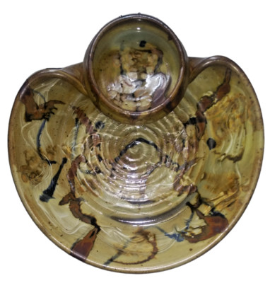 Reinert Ceramic Olive Green Party Tray Ceramic Pottery Camo Chip and Dip Tray-image