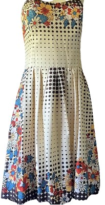 Nicole Miller Studio Strapless Floral Polka Dot Mini Silk Dress Size 2-image