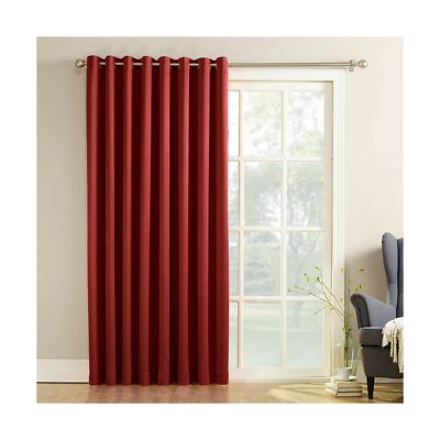 Brick Red Sun Zero Barrow Extra-Wide Energy Efficient Sliding Patio Door Curtain-image