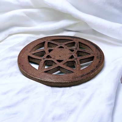 Studio Art pottery glazed stoneware Lattice Trivet  Waffle Artist signed ~7