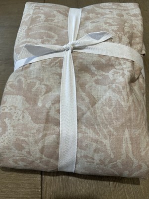 POTTERY BARN STELLA DAMASK  KING CAL KING DUVET COVER ROSEWOOD-image