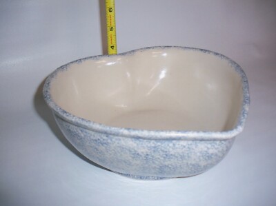 FLAT EARTH Studio Art Pottery Large Spongewear Heart Shaped Bowl, 1989 -image
