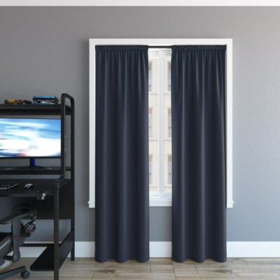 Sun Zero Randall Blackout Rod Pocket Curtain Bundle (2) 37
