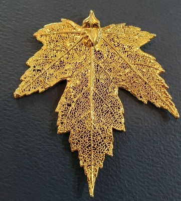  Gold Dipped Real Maple Leaf Pendant Large Renaissance Great Detail -image