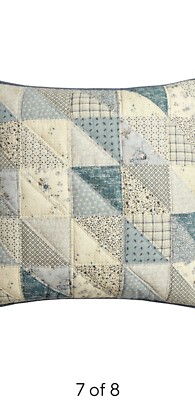 Pottery Barn Ellis reversible MINT 3 euro quilted shams shades of blue-image