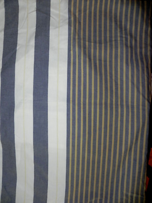 POTTERY BARN STRIPE STITCH BLUE/YELLOW/TAN/WHITE SET OF 2 PILLOW SHAMS-image