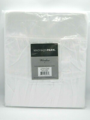 Madison Park White Window Panel Cottage Country Ruffle - Rod Pocket 50