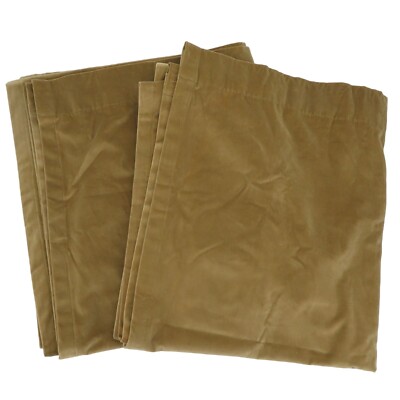 Pottery Barn Set of 2 Tan Gold Velvet Curtains 47inx104in Cotton Drapery Unlined-image