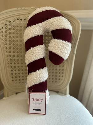 Pottery Barn Kids Teddy Courdoroy Candy Cane Pillow NWT OPEN BOX-image