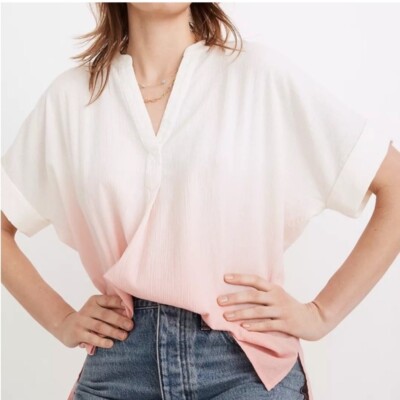 Madewell Dip -Dye Lakeline Popover Shirt in Stripe-image