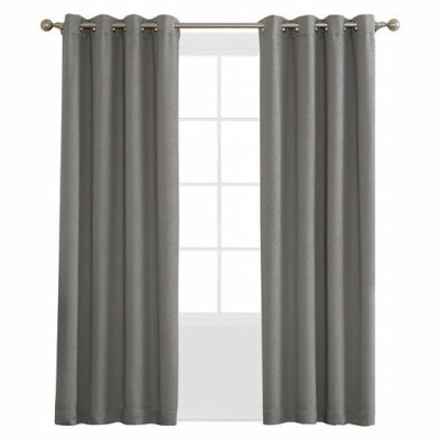 Erin Woven Triple Lined Energy Efficient Grommet Curtain Panel Gray 50