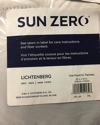 Lichtenberg Sun Zero Single Curtain Panel Gray 100 X 84-image