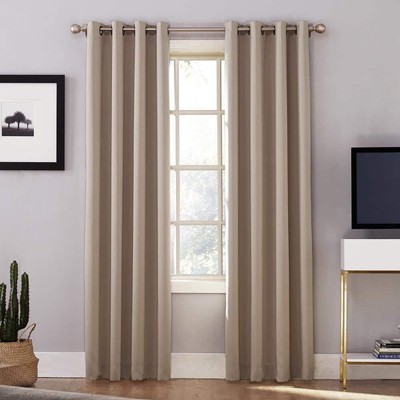 Blackout Curtains Thermal Grommet Stone Woven Window Treatment Polyester Indoor-image