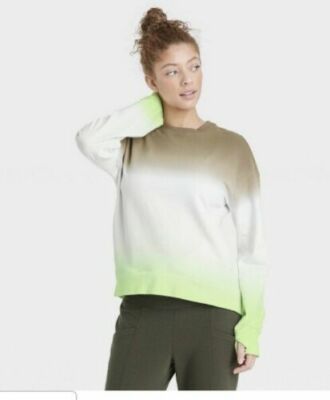 Women's Dip-Dye Crewneck Sweatshirt - All in Motion Olive Mint XL New Free Ship -image
