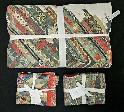 NEW Pottery Barn WINTER DREAM QUILT Queen + Standard SHAM + Winter Wreath Sham-image