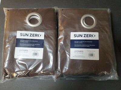 Sun Zero Lichtenberg Blackout set of panels. Chocolate brown. 54x84 in-image
