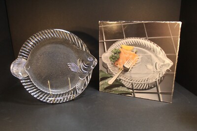 Studio Nova Pesca Round Fish Shaped Glass Serving Platter, Vintage-image