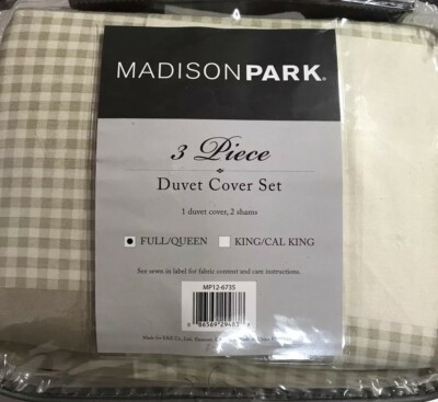 🏯 Madison Park 3 Piece Duvet Cover Set  Full/Queen 100% Polyester 🆕-image