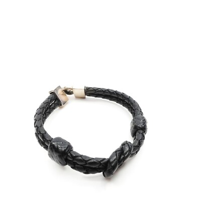 King Baby Studio Braided Leather Square Knot Hook Closure Silver Accents 7.5-image