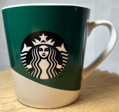 STARBUCKS 18 oz Siren Green & White Dip Large Coffee Mug Tea Cup Mermaid 2019-image