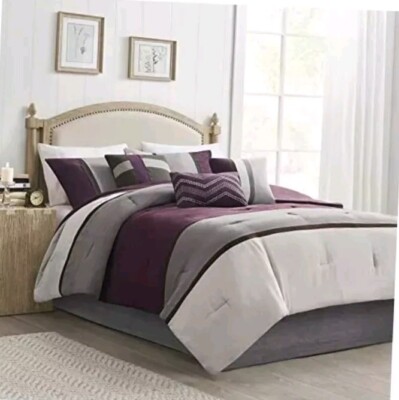 Madison Park 7pc Comforter Set Queen (90 in x 90 in) Purple -image