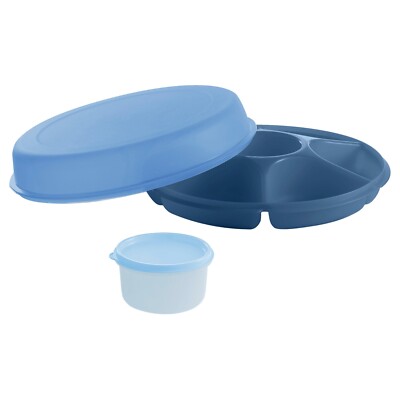 Tupperware® Large 4-piece Serving Center Set with Dip Bowl and Lids - Blue-image