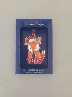 NIB Regent Square Studio Design Fox Wearing Hat Enamel European Crystal Ornament-image