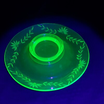 Uranium glass Vaseline Glass Chip And Dip Bowl 11