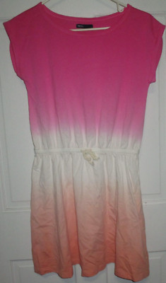 Gap Kids Pink Dip Dye Dress Girls Size XXL 14-16 Cotton Knit Elastic Waist Tie-image