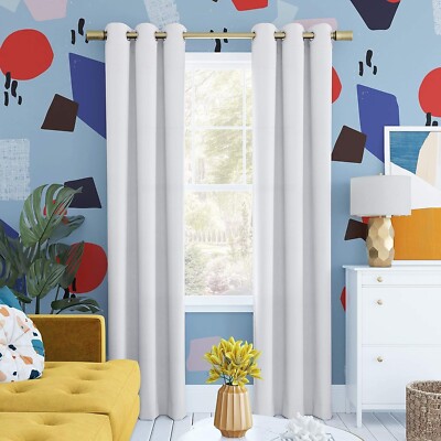 Sun Zero Harper Bright Vibes Grommet Top 100% Blackout Curtain Panel 40x84 White-image