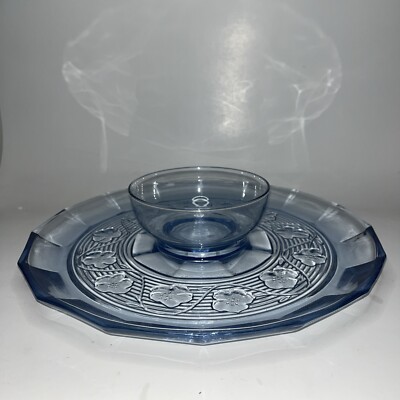 Vintage Chip Dip Blue Sapphire Glass by Essentials Toscany Georgetowne Set-image