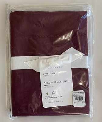 Pottery Barn Standard Sham, Flax Linen, Burgundy Wine Red Merlot, 26 x 20 in-image