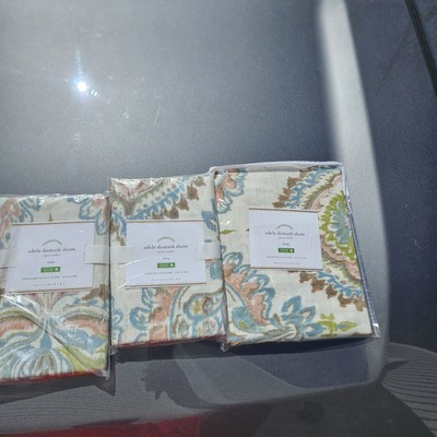Lot Of 3 Pottery Barn Adele Damask shams 2 King Shams & 1 Euro Sham Floral Desig-image