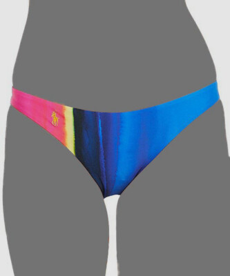 $69 Ralph Lauren Women's White Dip Dye Devin Hipster Bikini Swimwear Size L-image