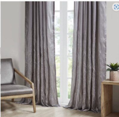Madison Park Andora Window Panel Curtain Gray 50in W x 95in L-image