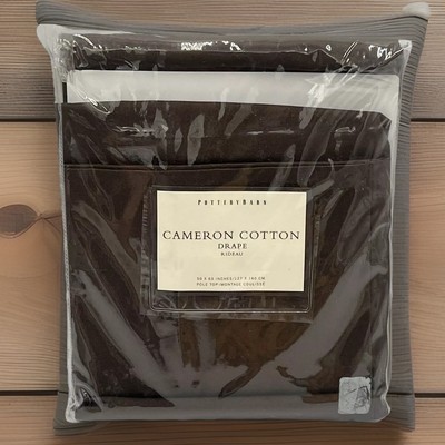NEW POTTERY BARN Cameron Cotton Drape Rideau 50x63 inch Pole Top 100% Cotton-image