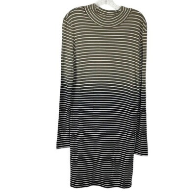 ATM Dress Women's L Ombre Black Combo Dip Dye Lightweight Stretch Knit New-image
