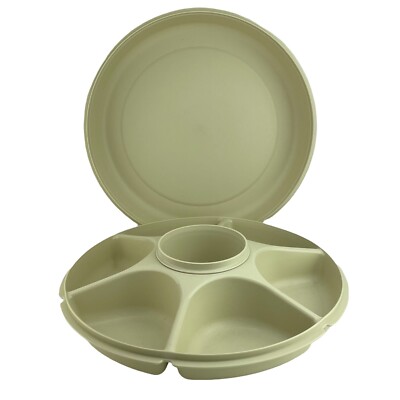 Vintage Tupperware Large Divided Vegetable Chip Dip Party Tray 13 3/4