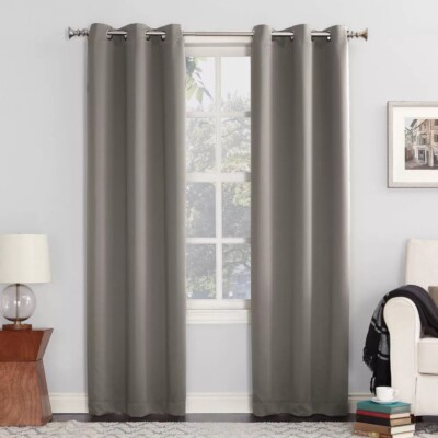 Sun Zero Kenneth Silver Gray Single Blackout Grommet Curtain Panel 40