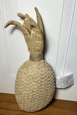 Pottery Barn Natural Fiber Pineapple Shaped Pillow -image
