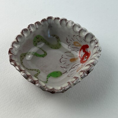 Catherine Boswell Studio Pottery Bowl Snake Floral Handmade Clay Art Ring Dish-image