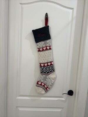 Pottery Barn Kids Large Wool Sweater Christmas Stocking Lauren Monogram Mistake-image