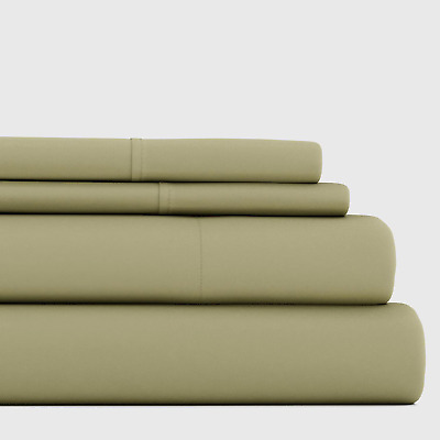 Sage Green Linen Queen Sheet Set 4 Piece - Soft Breathable Deep Pocket 16