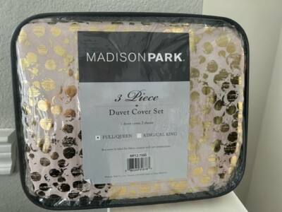 Madison Park Midnight Garden 3 Piece Gold Metallic Print Duvet Cover Set - 3 pc-image