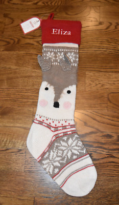 Pottery Barn Kids Classic Natural Fair Isle Christmas Stocking Eliza Monogram-image