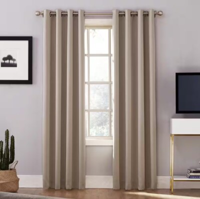 Blackout Curtain Sun Zero Stone Woven Solid 52 in. W x 84 in.L Noise Cancelling-image