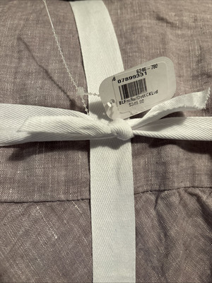 POTTERY BARN Belgian Flax Linen Fringe Ruffle KING/CAL-KING Duvet - NEW Lavender-image