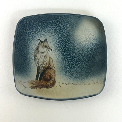 Charlie Tefft Studio Pottery Plate Midnight Fox Footed Dish Artisan Signed 7.5”-image